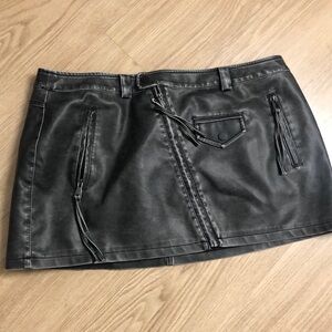 Claudia Washed Faux Leather Micro Mini Skirt - Charcoal